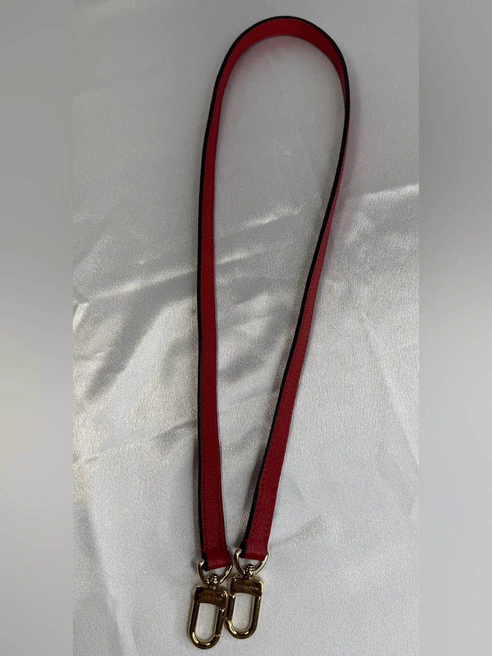 Louis Vuitton Red Leather Strap with Gold Hardware